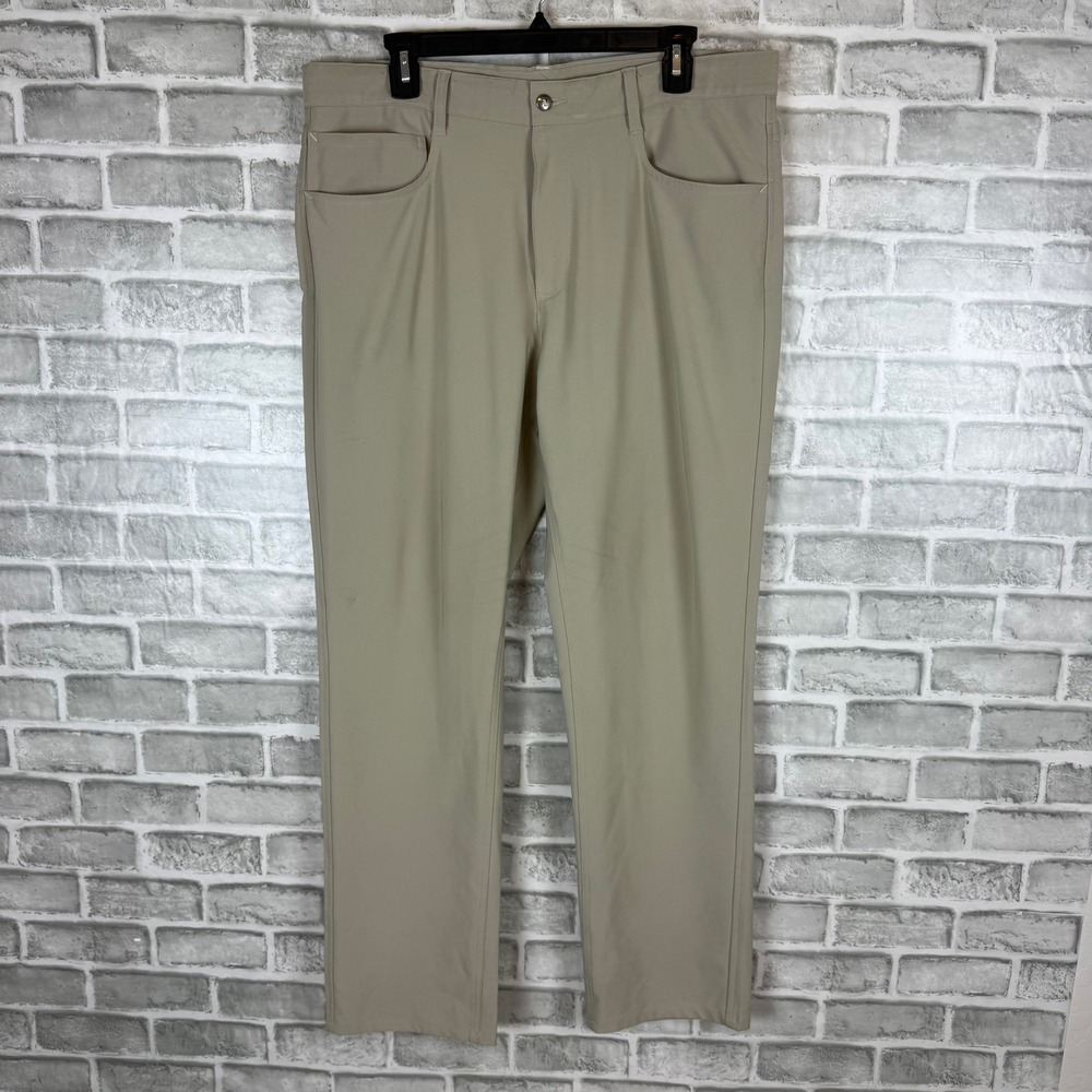 FootJoy Mens Athletic Fit Golf Pants Khaki Tan W36 L30 Performance Stretch FJ